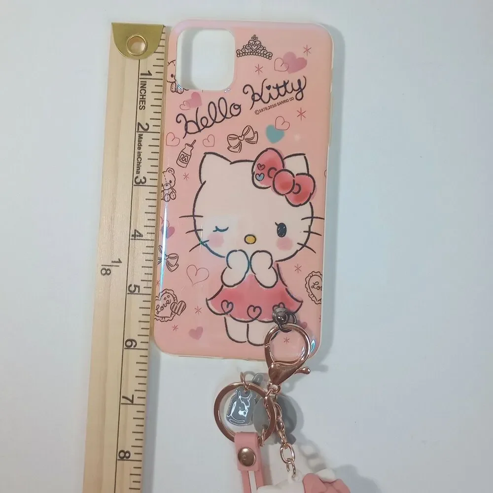 Sanrio Hello Kitty iPhone 11 Case Pink Clear Protective Cover w/ 3D Charm Strap